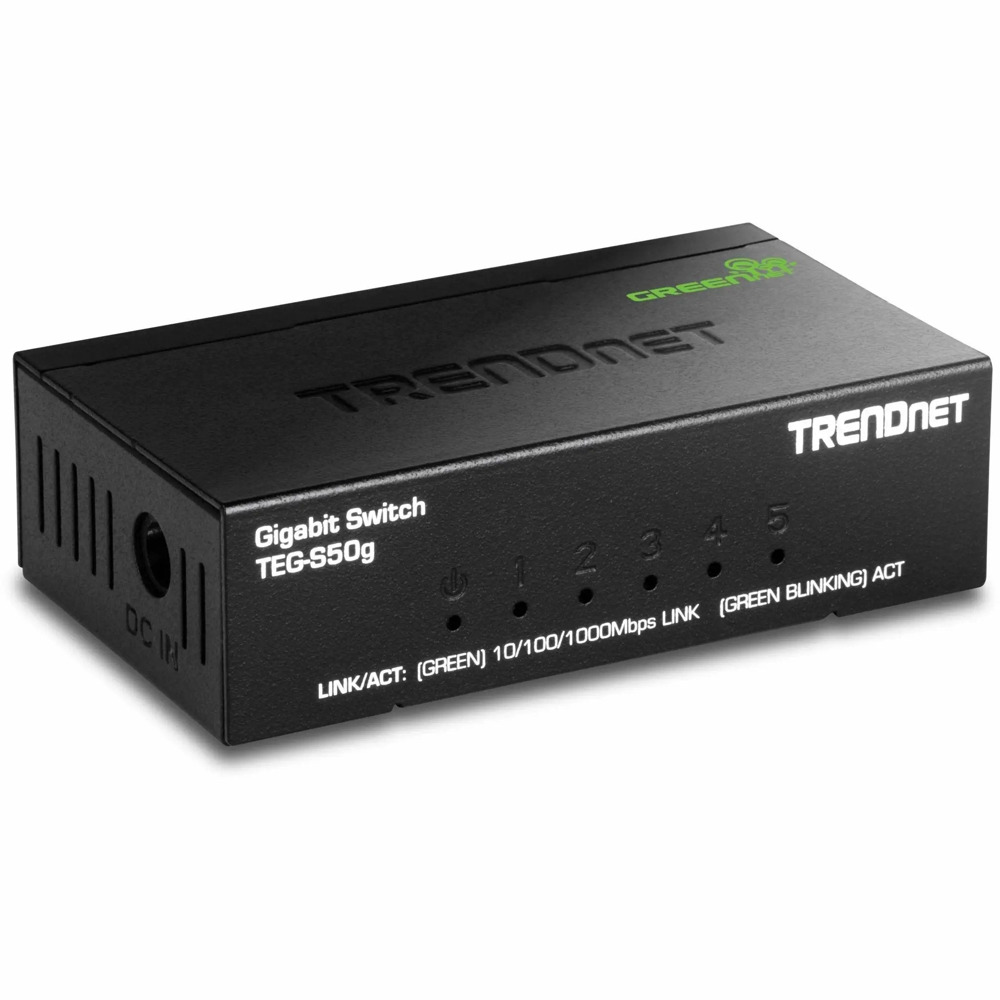TRENDnet GREENnet TEG-S50g 5-Port Gigabit Unmanaged Switch, black desktop network switch