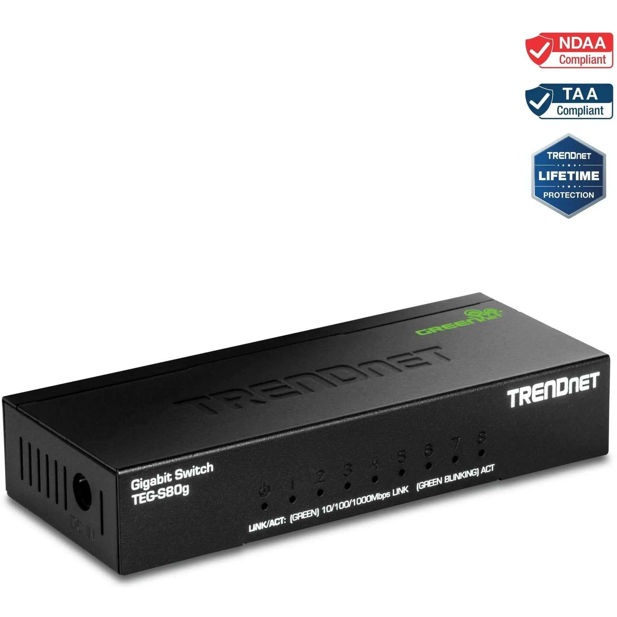 TRENDnet GREENnet TEG-S80g 8-Port Unmanaged Switch, black
