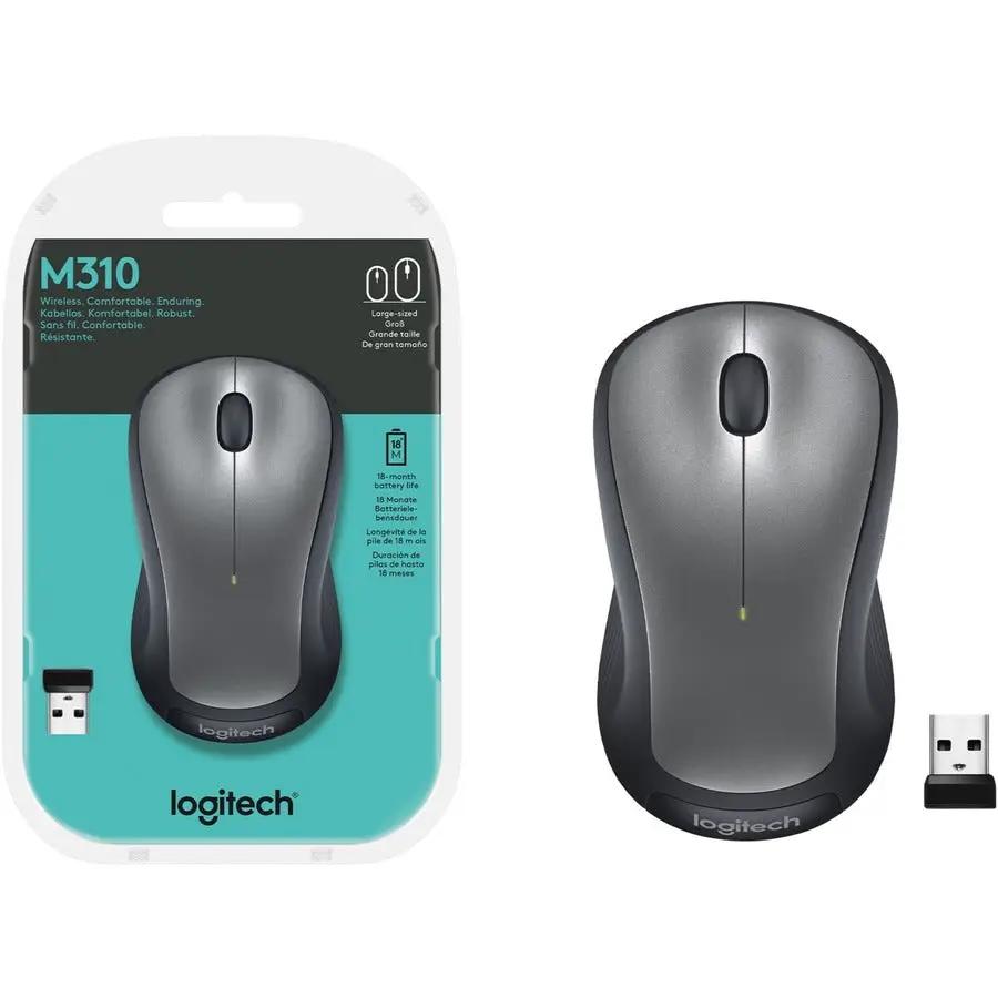 Logitech M310 Wireless Mouse, 2.4 GHz with USB Nano Receiver, 1000 DPI Optical Tracking, Ambidextrous, Silver