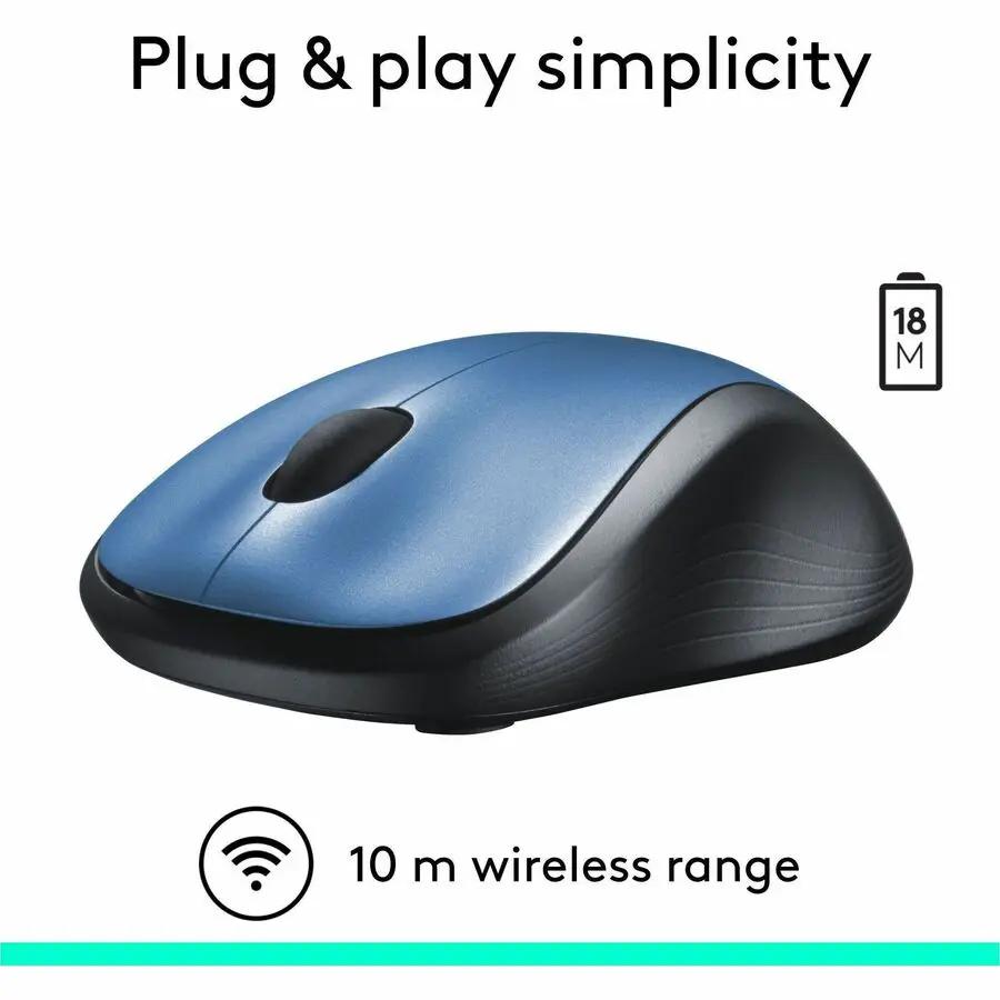 Logitech M310 Wireless Mouse, 2.4 GHz with USB Nano Receiver, 1000 DPI Optical Tracking, 18 Month Battery, Ambidextrous, Compatible with PC, Mac, Laptop, Chromebook (Peacock Blue)