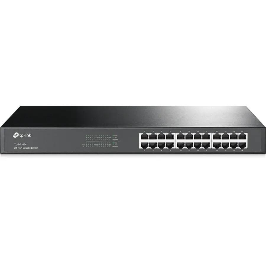 TP-Link TL-SG1024 24-Port Gigabit Ethernet Switch, dark gray metal chassis with 24 RJ-45 ports