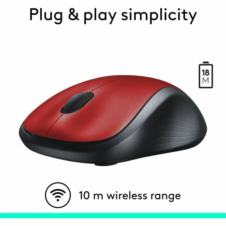 Logitech M310 Wireless Mouse, 2.4 GHz with USB Nano Receiver, 1000 DPI Optical Tracking, 18 Month Battery, Ambidextrous, Compatible with PC, Mac, Laptop, Chromebook (FLAME RED GLOSS)