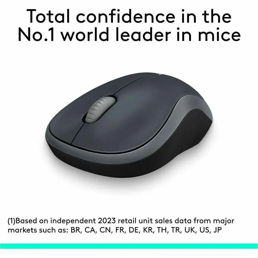 Logitech M185 Wireless Mouse, 2.4GHz with USB Mini Receiver, 1000 DPI Optical Tracking, Swift Grey