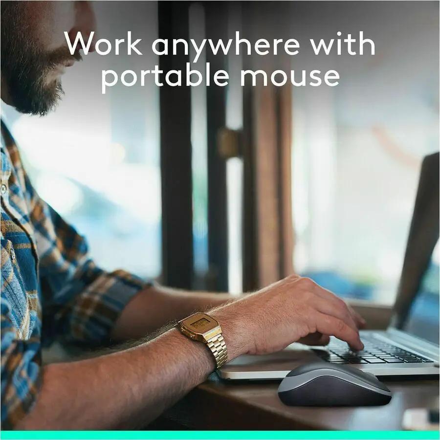 Logitech M185 Wireless Mouse, 2.4GHz with USB Mini Receiver, 1000 DPI Optical Tracking, Swift Grey