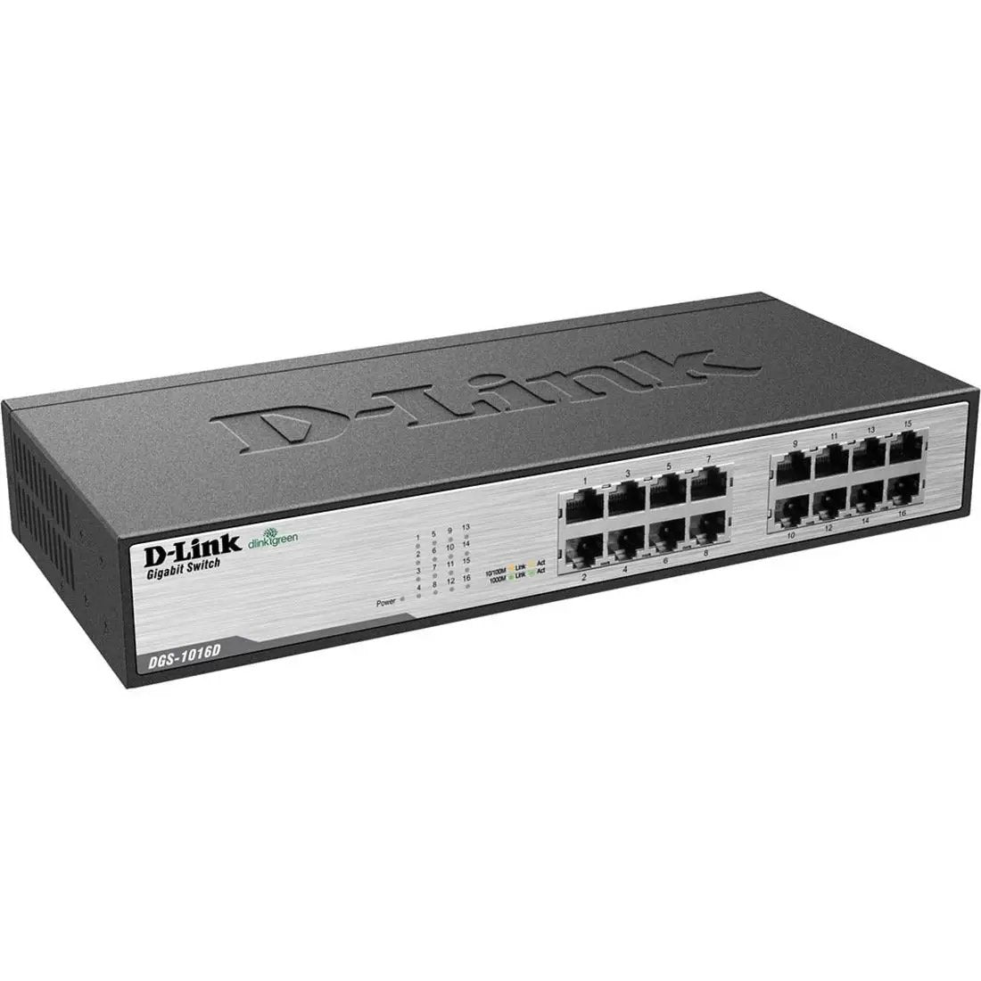 D-Link DGS-1016D 16-port gigabit unmanaged switch, black metal chassis