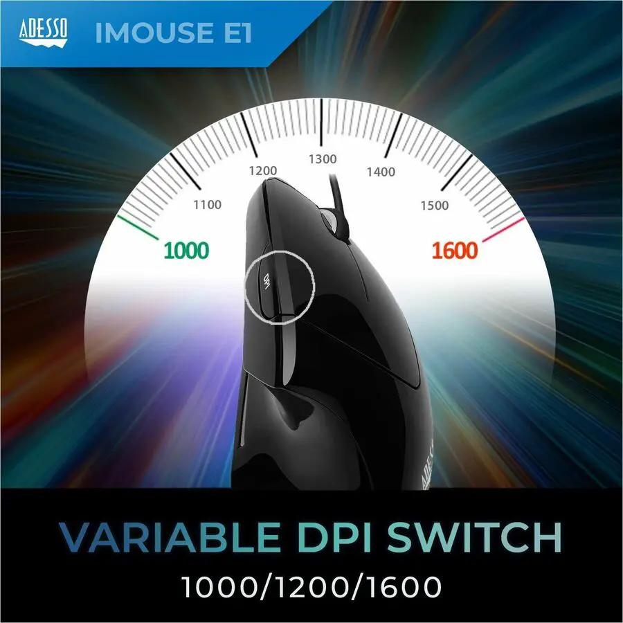 Adesso iMouse Vertical Ergonomic Mouse Black with Blue LED light