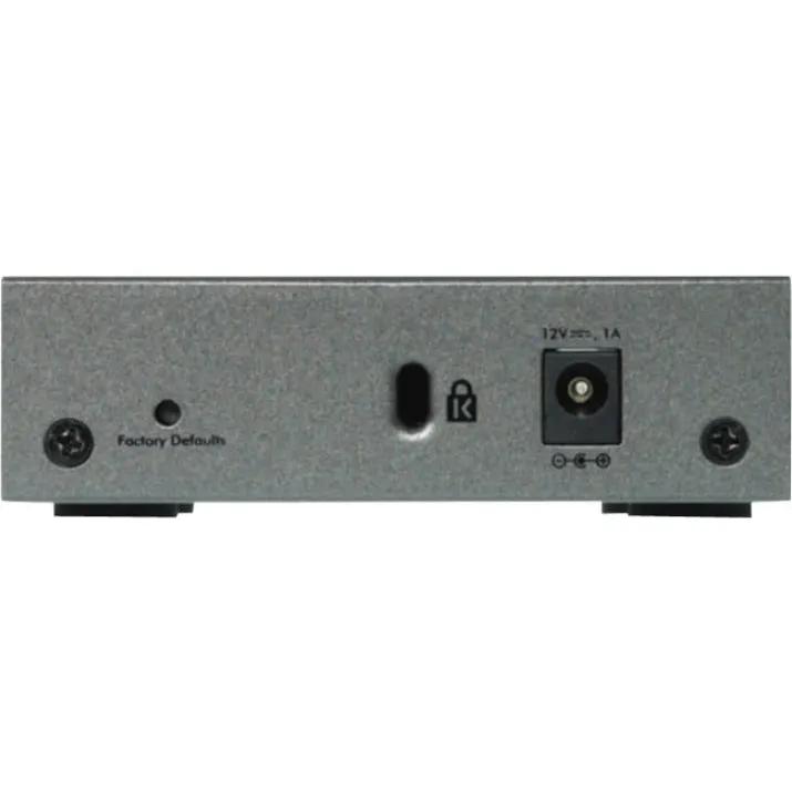 NETGEAR ProSafe Plus 5-Port Gigabit Ethernet unmanaged switch, gray metal back panel