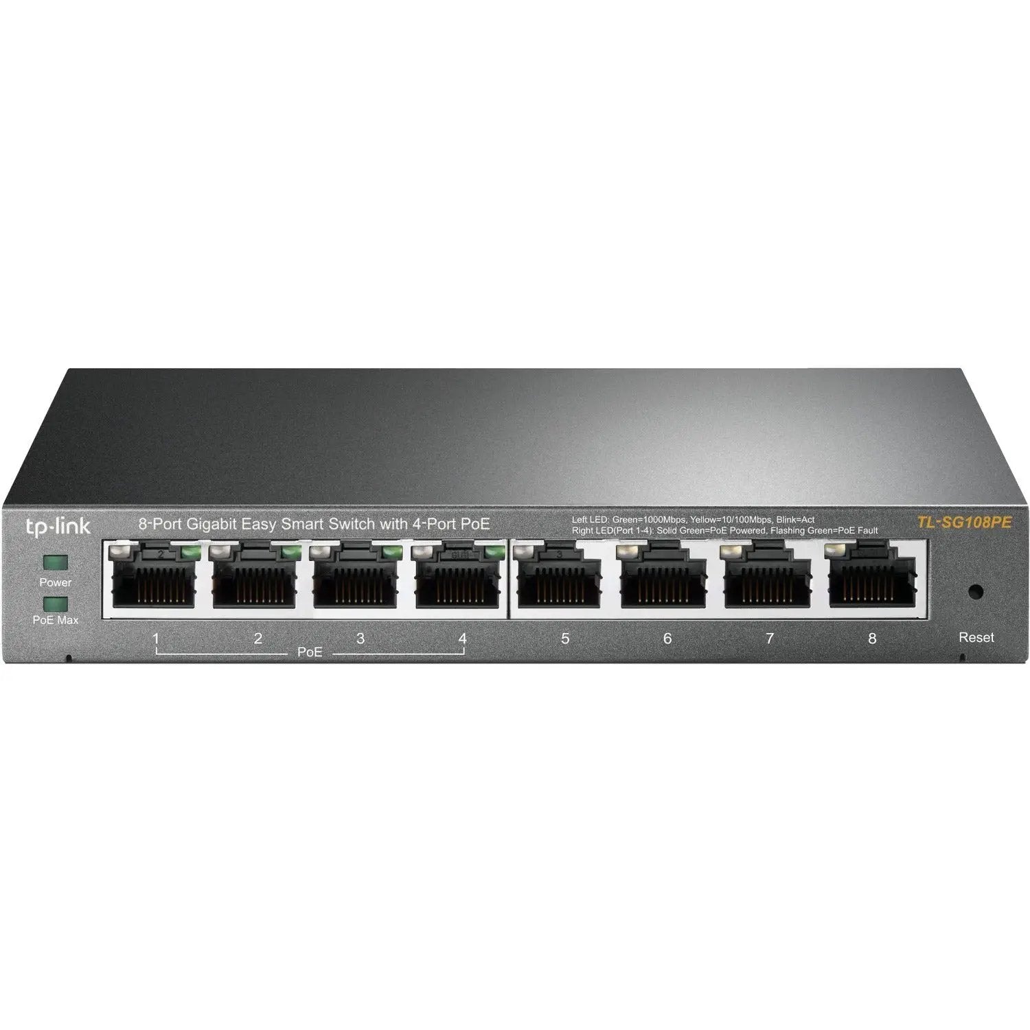 TP-Link TL-SG108PE 8-Port Gigabit PoE Managed Switch front panel with 8 RJ-45 ports
