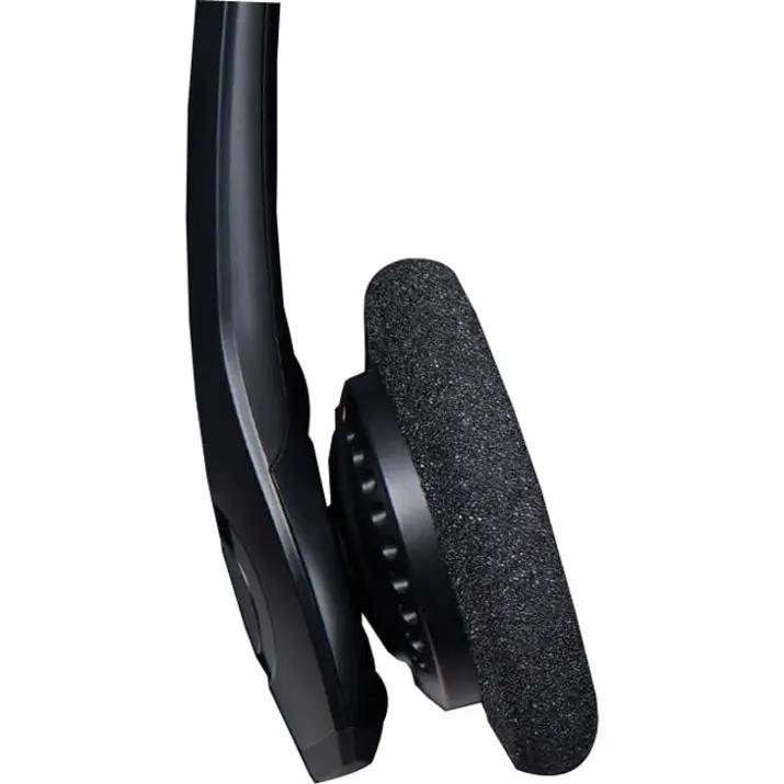 Biz 1500 Duo QD microphone attached to headset with black foam windscreen