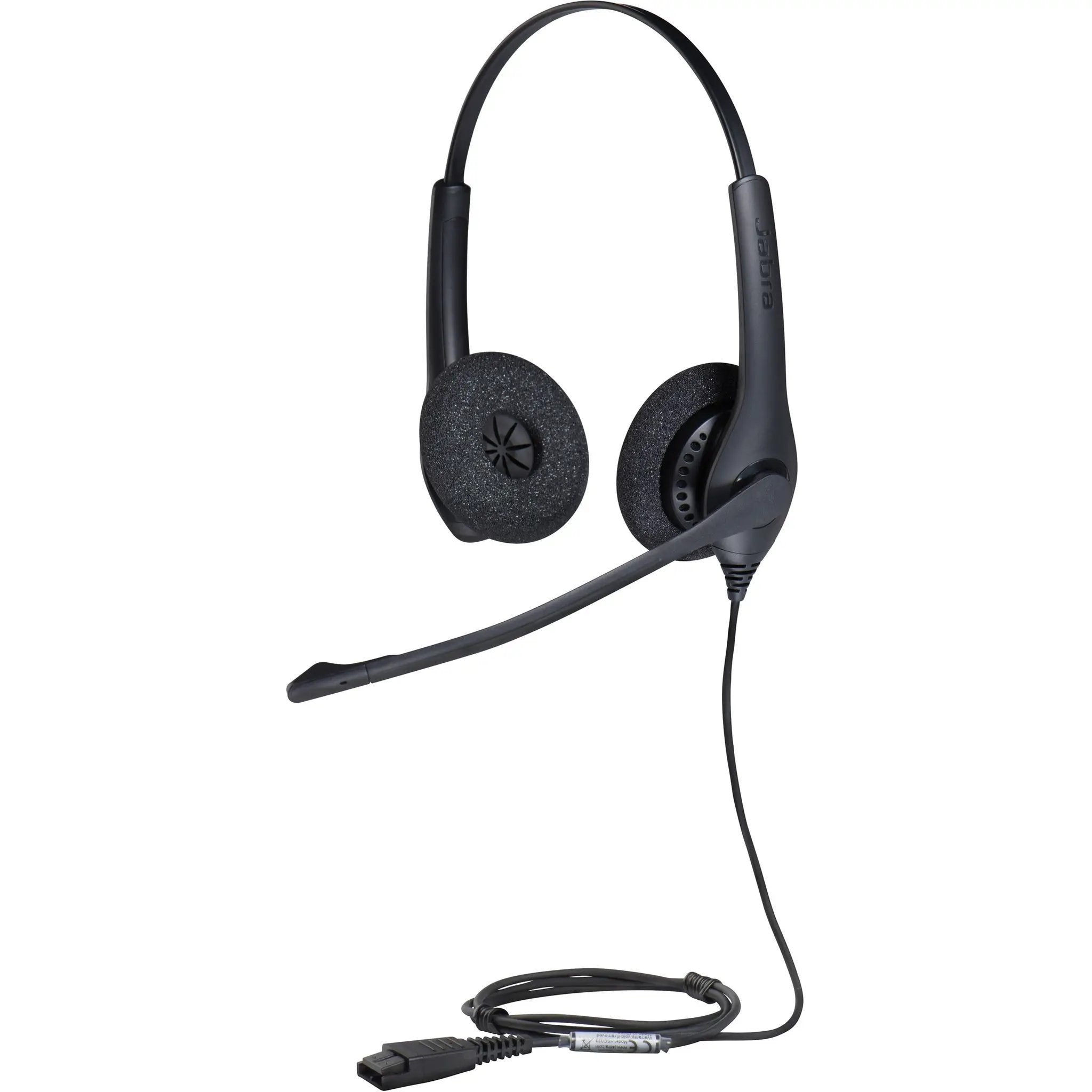 Jabra Biz 1500 Duo QD headset with microphone, black over-ear with foam cushions