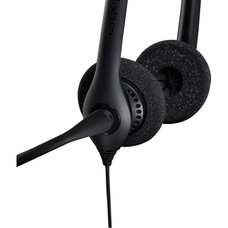 Jabra Biz 1500 Duo QD microphone headset, black with foam ear cushions