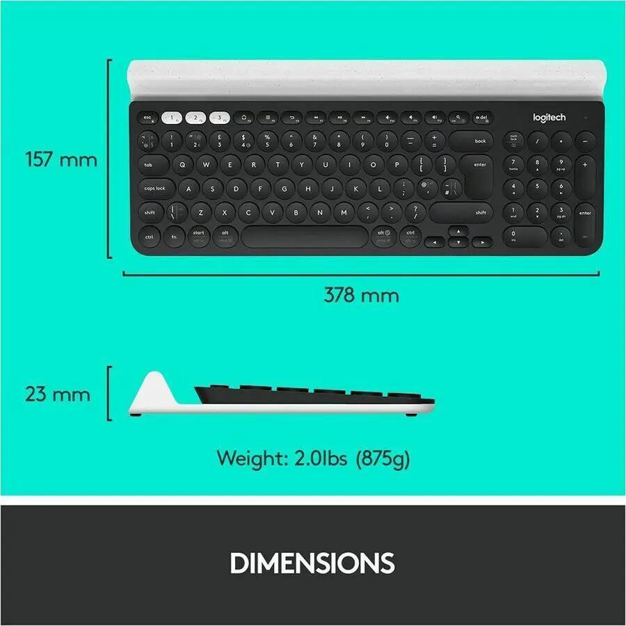 Logitech K780 Multi-Device Wireless Keyboard for Windows, Wireless 2.4GHz, Bluetooth, Smartphone and Tablet Cradle