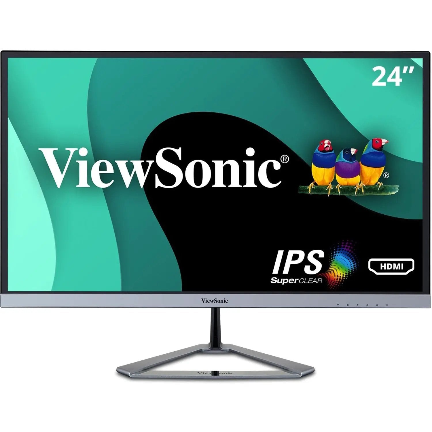 ViewSonic VX2476 24-inch IPS monitor with slim silver bezel, HDMI and DisplayPort