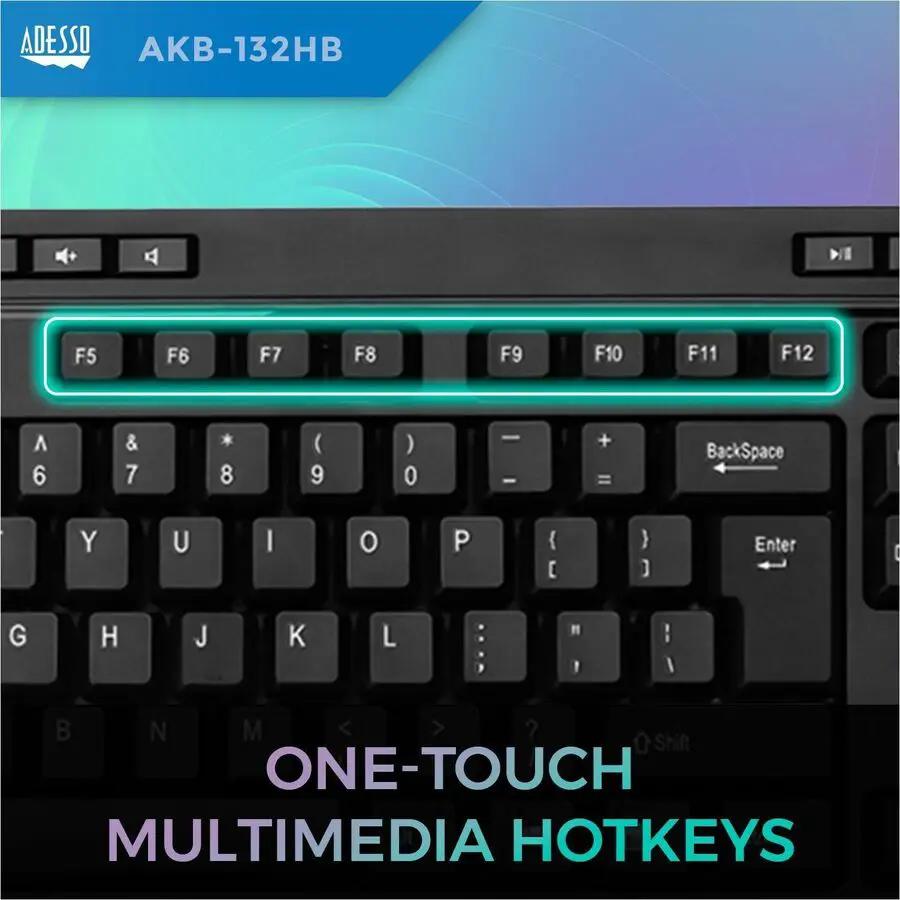 Adesso Multimedia Desktop Keyboard with 3-Port USB Hub