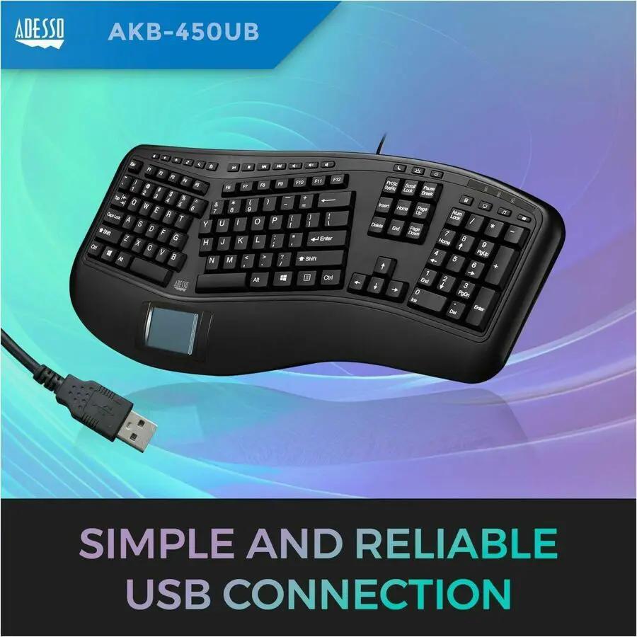 Adesso Tru-Form Ergonomic Touchpad Keyboard