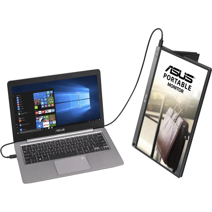 ASUS ZenScreen MB16AC 16-inch 1080p portable LCD monitor connected to laptop