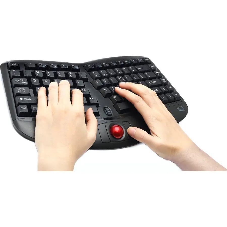Adesso Tru-Form Media 3150 - 2.4 GHz Wireless Ergo Trackball Keyboard