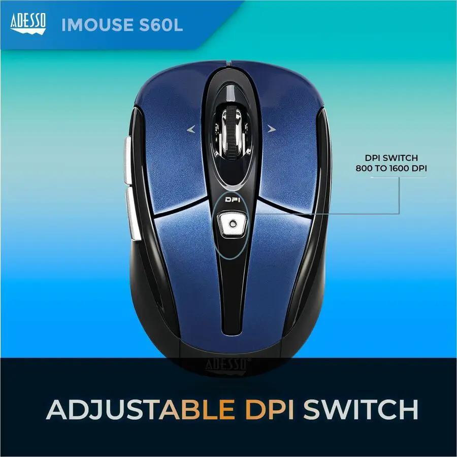 Adesso iMouse S60L - 2.4 GHz Wireless Programmable Nano Mouse