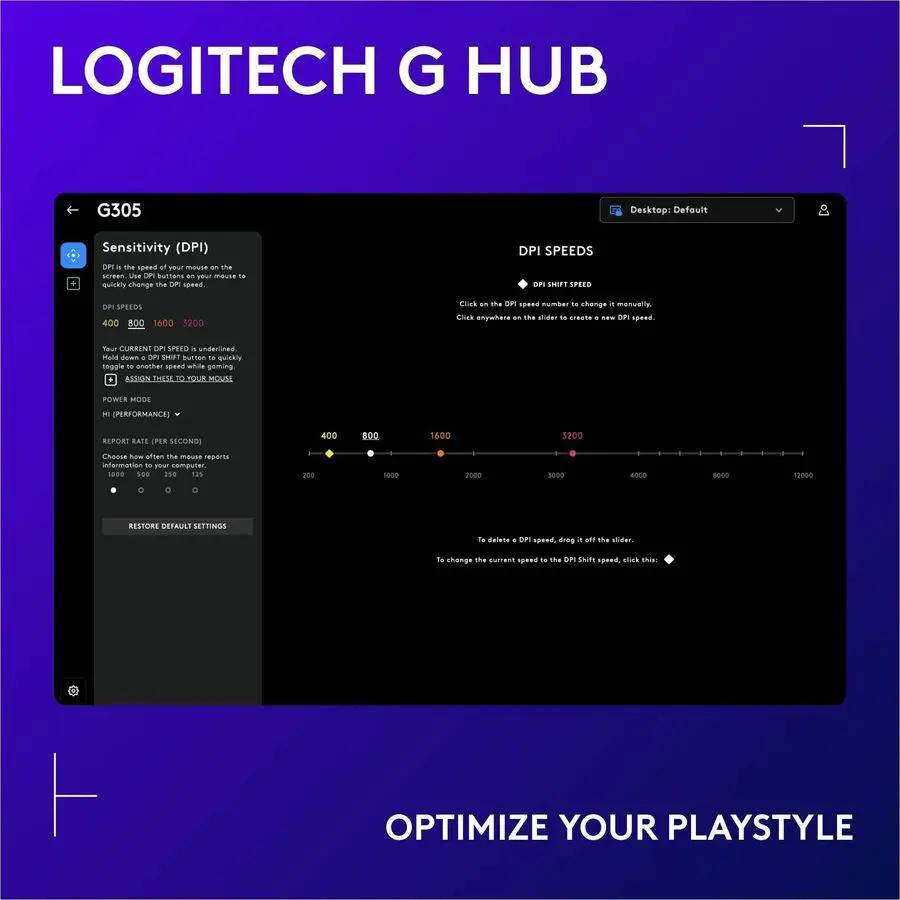 Logitech G305 LIGHTSPEED Wireless Gaming Mouse, HERO Sensor, 12,000 DPI, 6 Programmable Buttons, Black