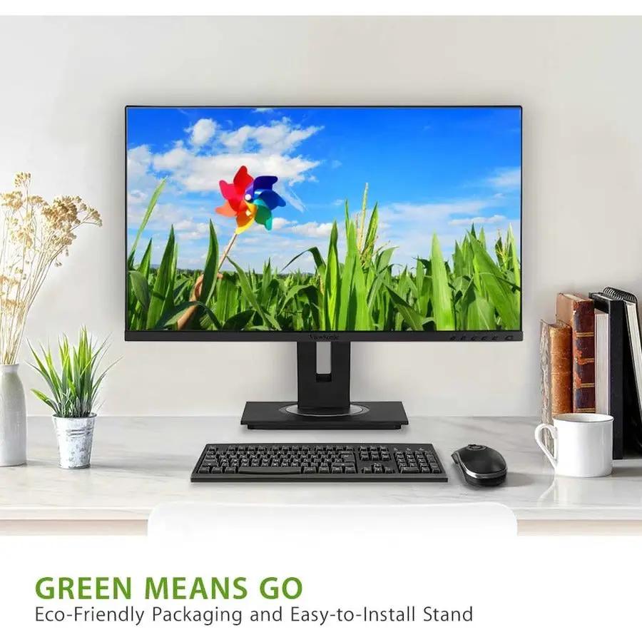 ViewSonic VG2455-2K 24-inch IPS monitor on desk with keyboard and mouse