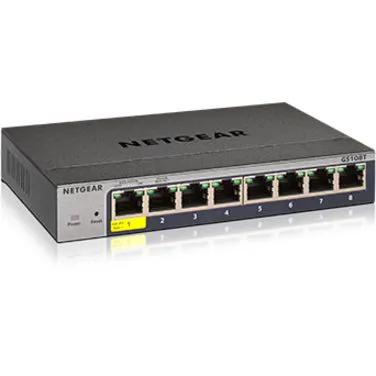 NETGEAR 8-Port Gigabit Smart Managed Pro Switch with metal chassis and front-panel LEDs