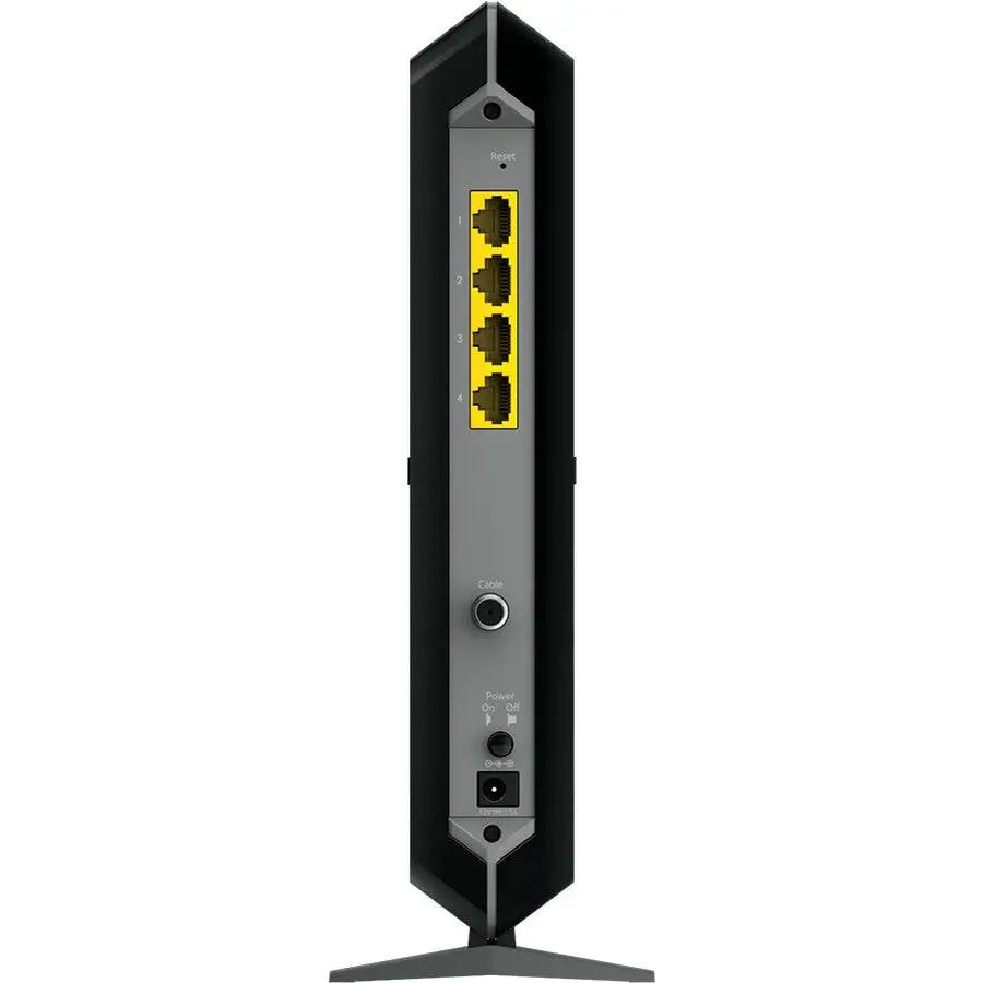 NETGEAR Nighthawk CM1200 cable modem 32x8 with four yellow Ethernet ports, black/gray housing
