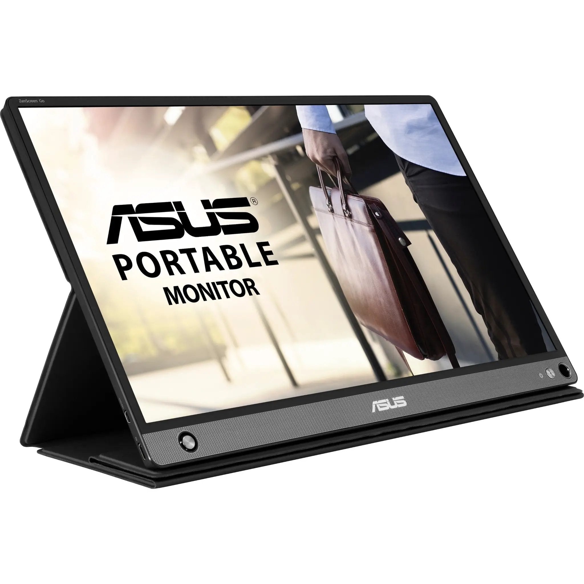 ASUS ZenScreen Go MB16AHP 15.6-inch portable monitor in black with ASUS logo