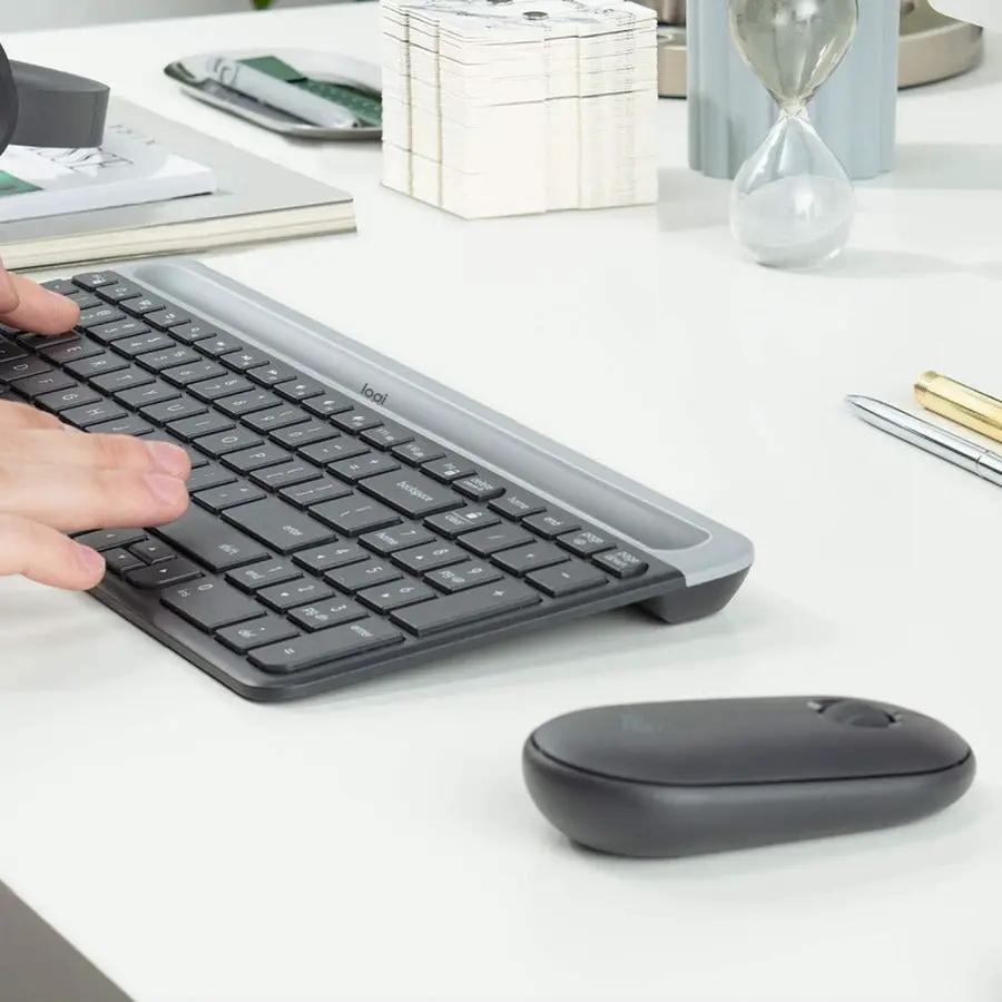 Logitech MK470 Slim Wireless Keyboard and Mouse Combo - Modern Compact Layout, Ultra Quiet - Graphite