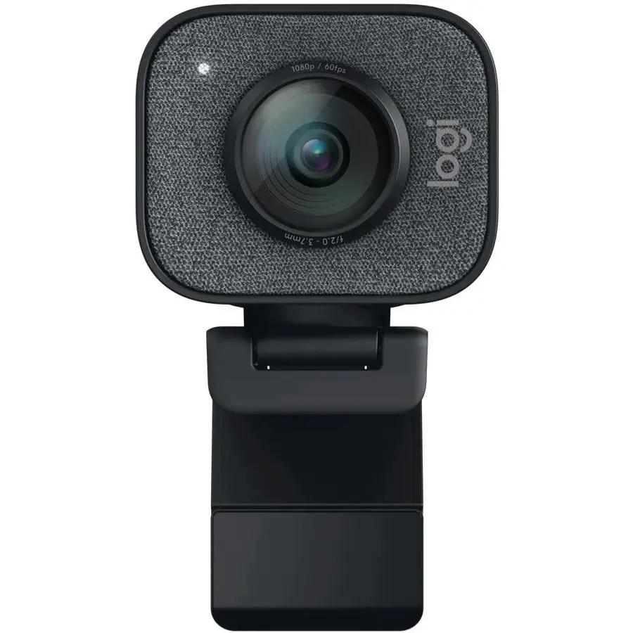 Stream Cam Plus Graphite webcam on adjustable stand, Logitech logo visible