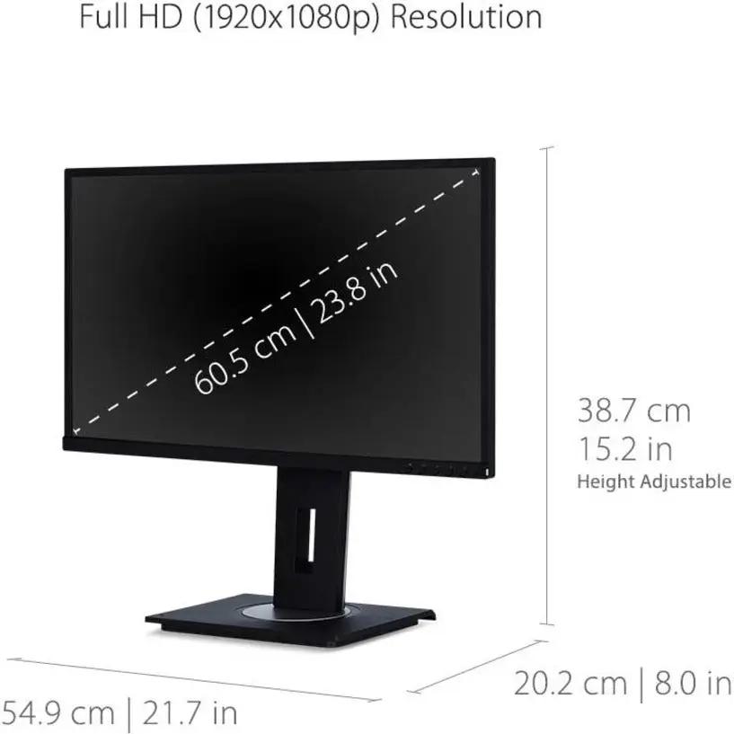 ViewSonic VG2448-PF 24-inch IPS monitor, black chassis with height-adjustable stand
