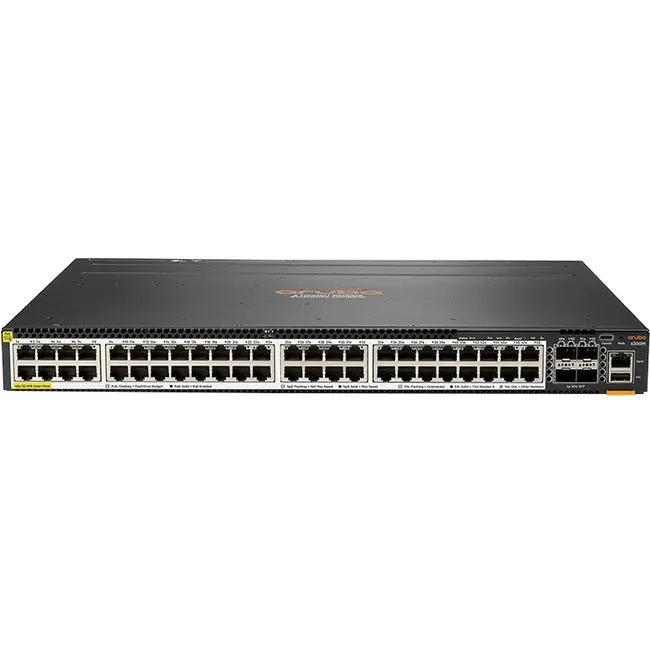 HPE Aruba CX 6300M 48-port PoE Gigabit switch, front view