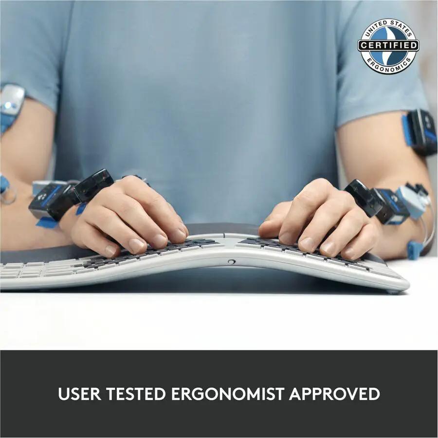 Logitech ERGO K860 Split Ergonomic Keyboard, Wireless Connectivity, Graphite