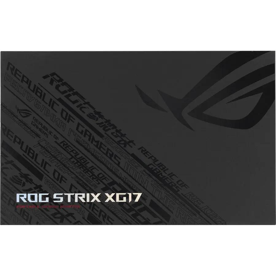 ROG Strix XG17 box for portable gaming monitor, black with ROG branding