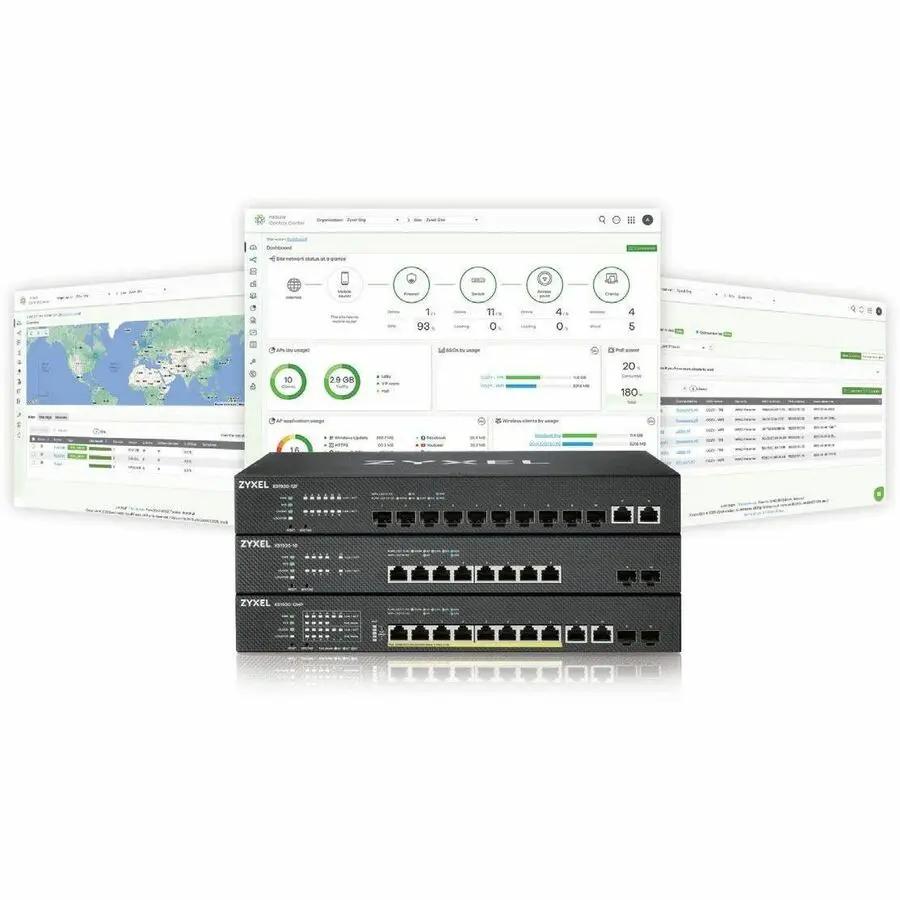 ZYXEL Nebula XS1930 8-Port SFP+ managed switch, three-unit stack with Nebula Cloud management
