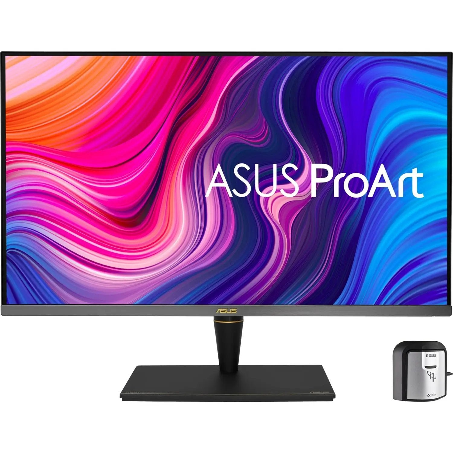 ASUS ProArt PA32UCX-PK 32-inch 4K UHD IPS Mini LED monitor on stand with power brick
