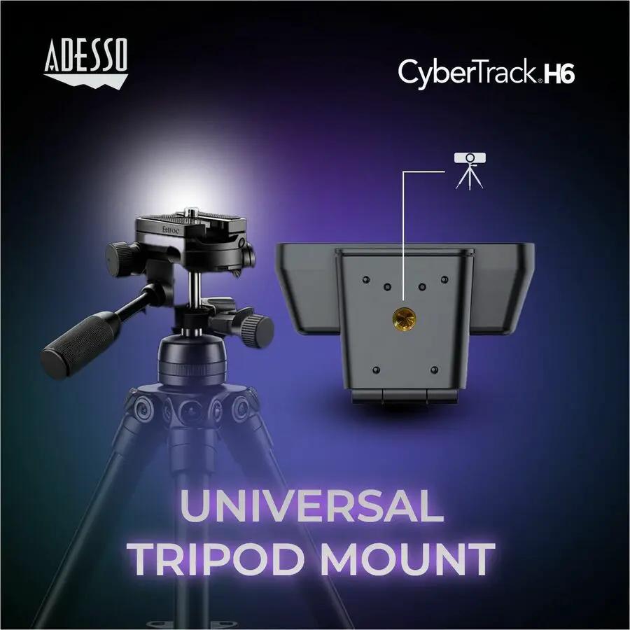 Adesso CyberTrack H6 webcam on universal tripod mount, 4K Ultra HD, privacy shutter