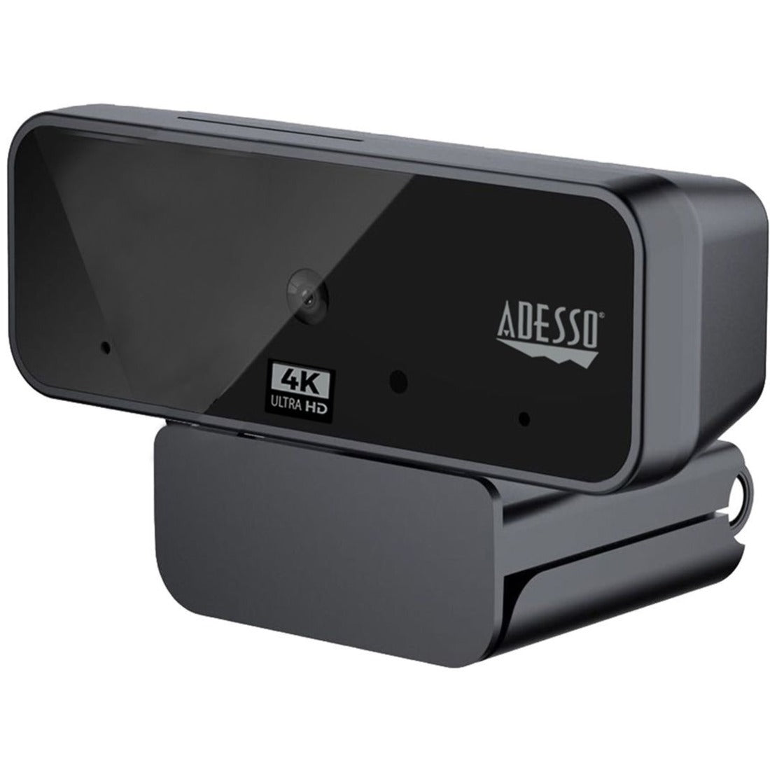 Adesso CyberTrack H6 4K webcam, black USB camera mounted on a stand