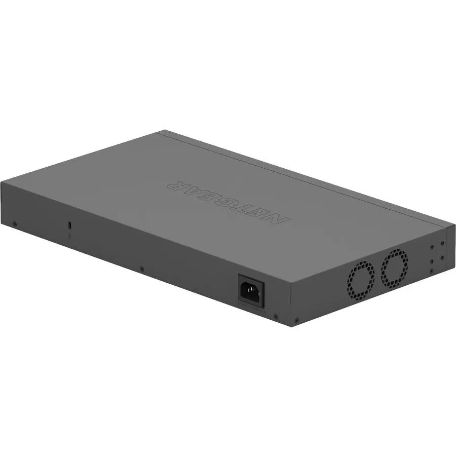 Netgear ProSafe GS524PP 24-Port PoE+ switch in gray metal enclosure