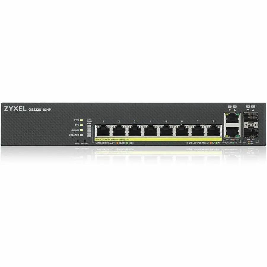Zyxel GS2220 8-Port PoE+ SFP managed switch, black with 2 SFP uplinks
