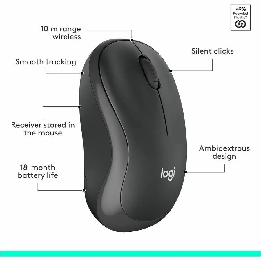 Logitech MK295 Wireless Mouse & Keyboard Combo with SilentTouch Technology, Graphite