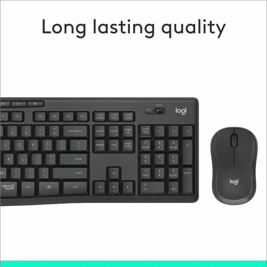 Logitech MK295 Wireless Mouse & Keyboard Combo with SilentTouch Technology, Graphite
