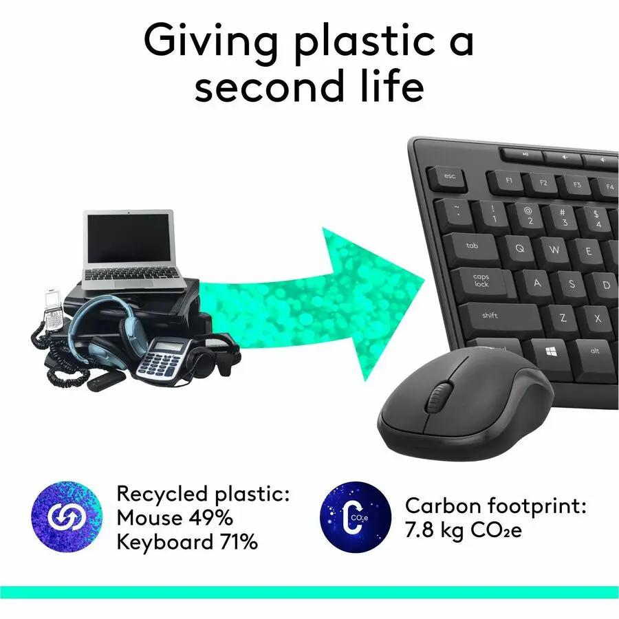 Logitech MK295 Wireless Mouse & Keyboard Combo with SilentTouch Technology, Graphite