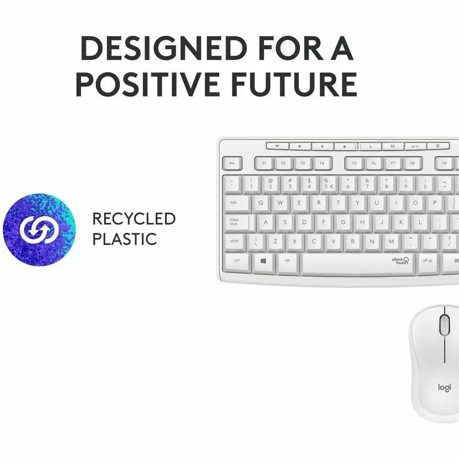 Logitech MK295 Silent Wireless Mouse & Keyboard Combo with SilentTouch Technology, Full Numpad, Off-white