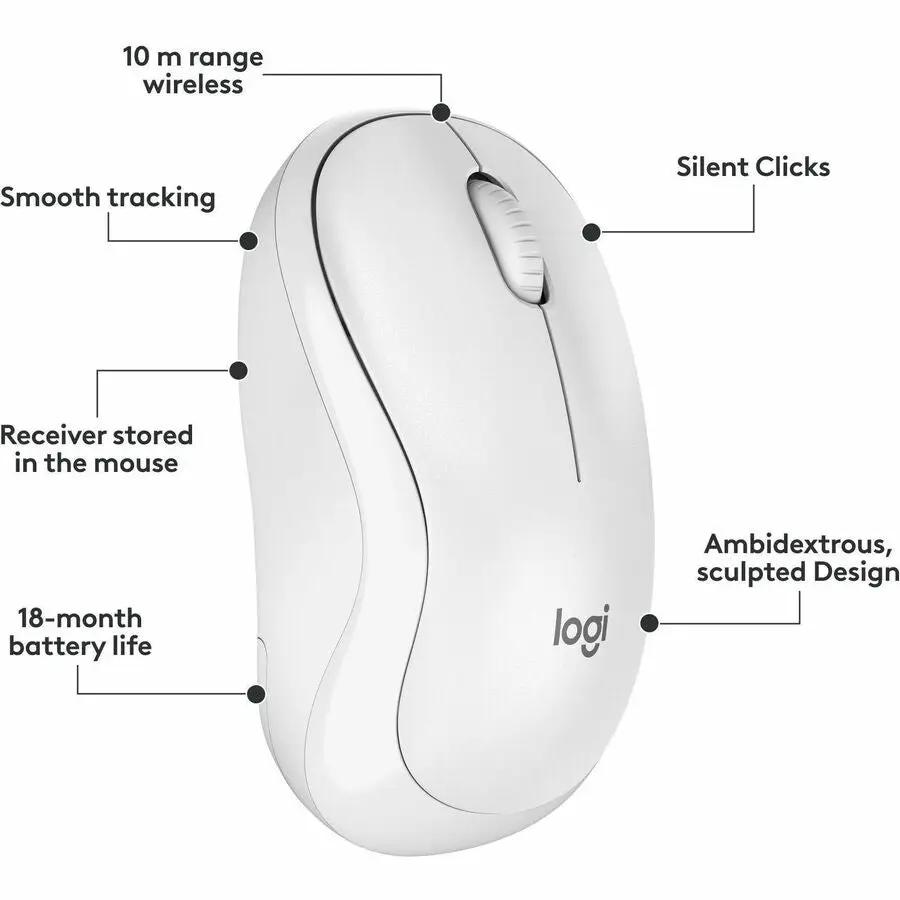 Logitech MK295 Silent Wireless Mouse & Keyboard Combo with SilentTouch Technology, Full Numpad, Off-white