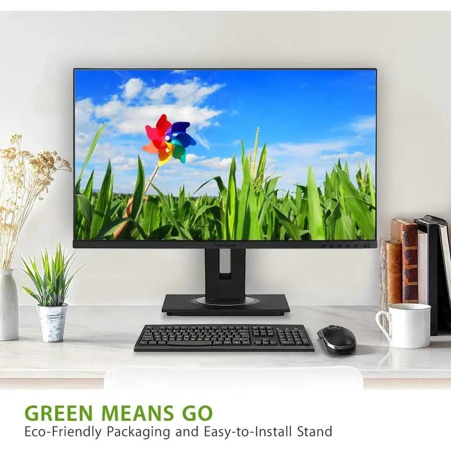 ViewSonic VG2756-4K 27-inch IPS monitor on desk with keyboard and mouse