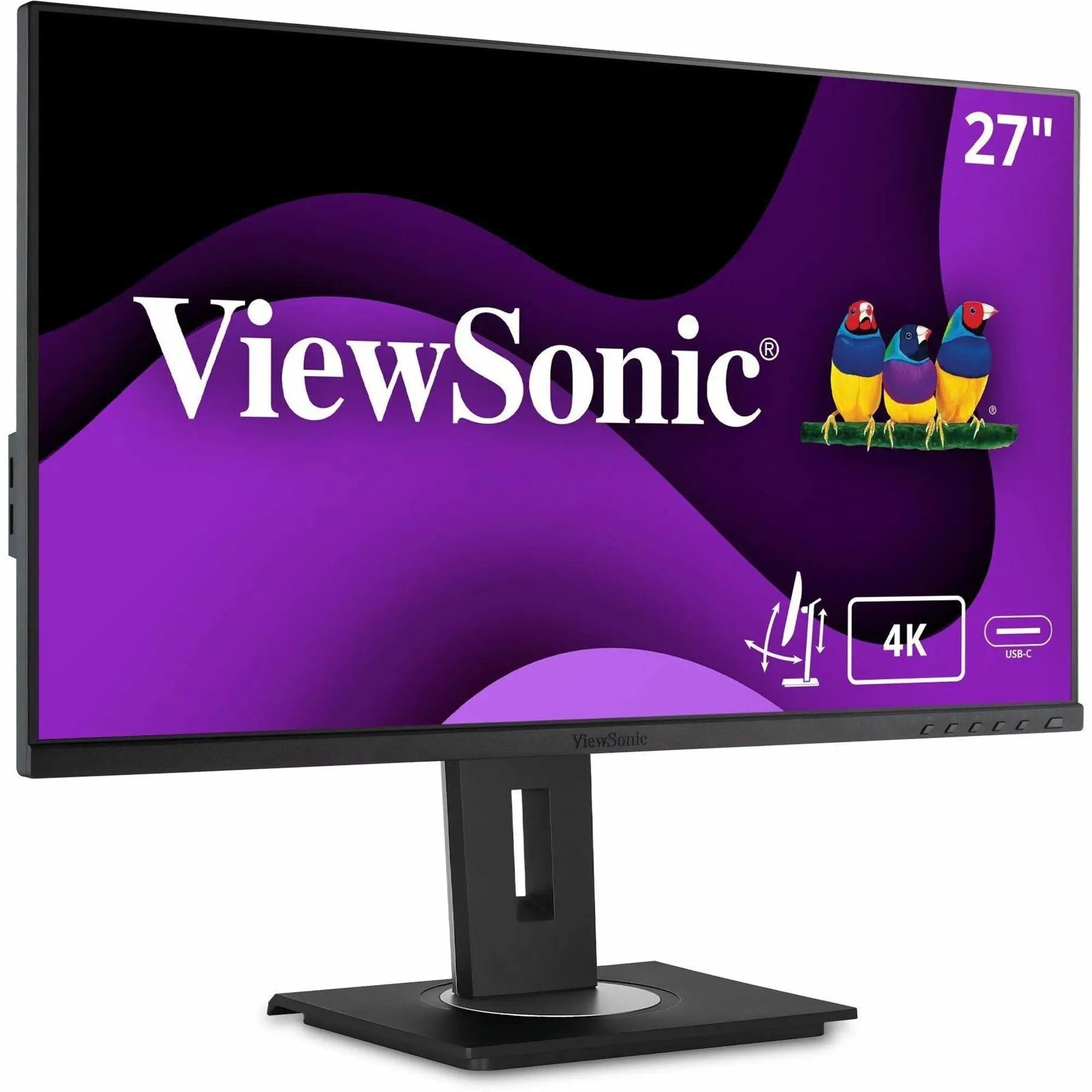 ViewSonic VG2756-4K 27-inch IPS monitor on black stand.