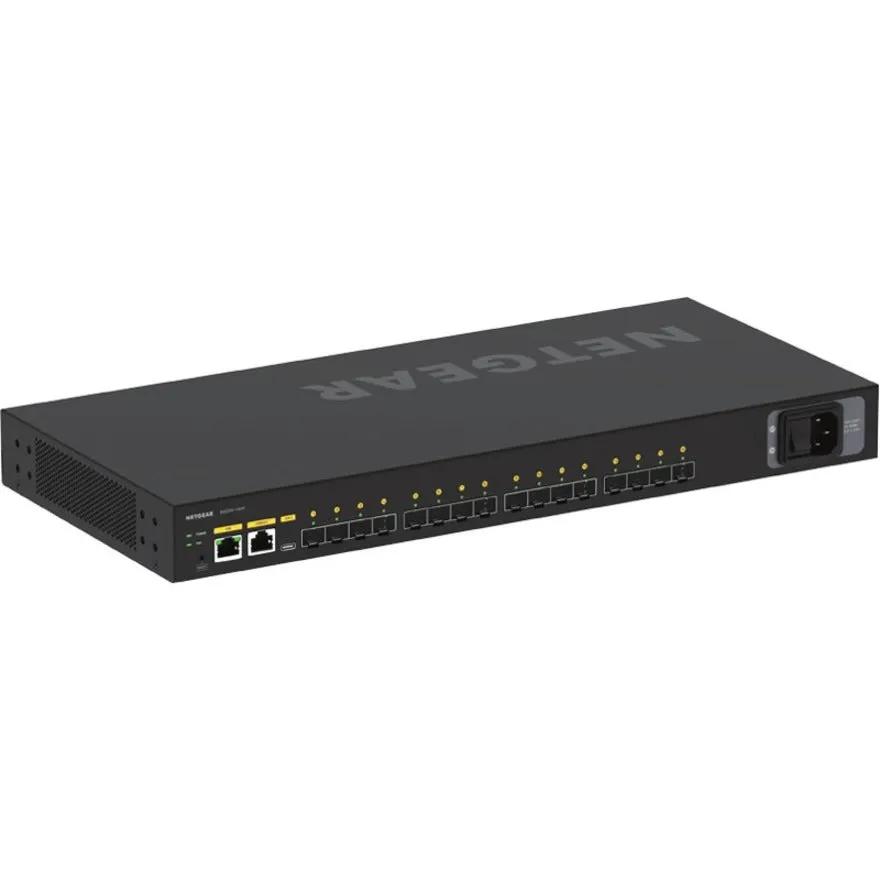NETGEAR M4250-16XF AV-over-IP managed switch, black chassis with 16x 1G/10G SFP+ ports