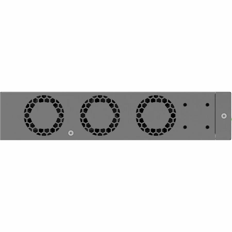 NETGEAR ProSAFE MS510TXUP 8-Port PoE+ Switch, gray metal chassis with three large front fan vents