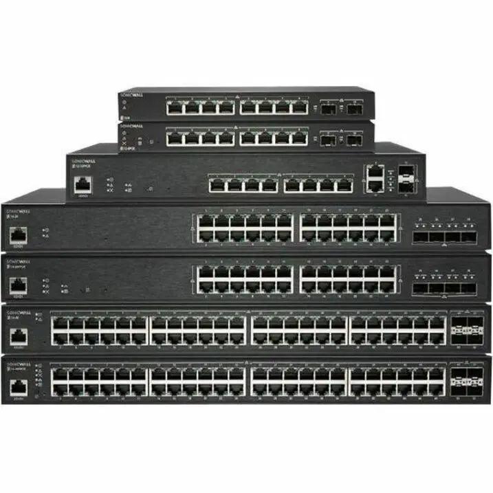 SonicWall SWS14 24-Port Gigabit PoE Managed Switch in black