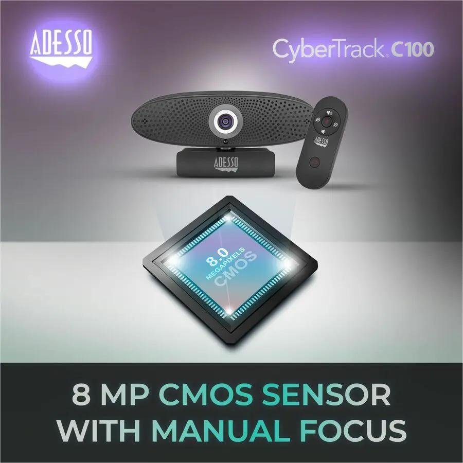4K Ultra HD Conference Webcam Adesso with remote control in black housing